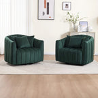 Lot de 2 fauteuils pivotants rembourrés 40,4 W, fauteuil pivotant simple et moderne avec oreillers