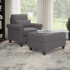 Fauteuil d'appoint de salon avec pouf