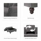 Fauteuil d'appoint de salon avec pouf