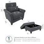 Fauteuil d'appoint de salon avec pouf