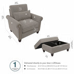 Fauteuil d'appoint de salon avec pouf
