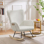 Fauteuil à bascule Teddy 2 pièces rembourré avec poches de rangement Fauteuils d'appoint à bascule modernes Chaise d'appoint confortable