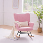 Fauteuil à bascule Teddy 2 pièces rembourré avec poches de rangement Fauteuils d'appoint à bascule modernes Chaise d'appoint confortable