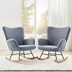 Fauteuil à bascule Teddy 2 pièces rembourré avec poches de rangement Fauteuils d'appoint à bascule modernes Chaise d'appoint confortable