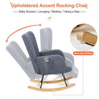 Fauteuil à bascule Teddy 2 pièces rembourré avec poches de rangement Fauteuils d'appoint à bascule modernes Chaise d'appoint confortable