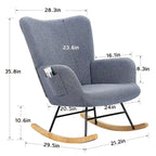 Fauteuil à bascule Teddy 2 pièces rembourré avec poches de rangement Fauteuils d'appoint à bascule modernes Chaise d'appoint confortable