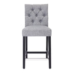 Tabouret de comptoir classique à dossier capitonné 24 po avec pattes au fini noir