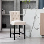 Tabouret de comptoir classique à dossier capitonné 24 po avec pattes au fini noir