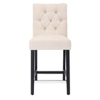 Tabouret de comptoir classique à dossier capitonné 24 po avec pattes au fini noir