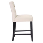 Tabouret de comptoir classique à dossier capitonné 24 po avec pattes au fini noir