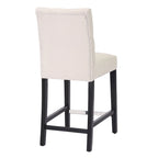 Tabouret de comptoir classique à dossier capitonné 24 po avec pattes au fini noir