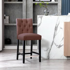 Tabouret de comptoir classique à dossier capitonné 24 po avec pattes au fini noir