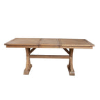 Table de salle à manger 78 po, avec rallonge, piétement à tréteaux, marron naturel