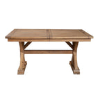Table de salle à manger 78 po, avec rallonge, piétement à tréteaux, marron naturel