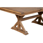 Table de salle à manger 78 po, avec rallonge, piétement à tréteaux, marron naturel