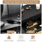 Commode moderne noire à 3 tiroirs en rotin pour chambre à coucher