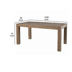 Table à manger rectangulaire en bois avec pieds carrés, brun vieilli