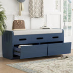 Banc de rangement rustique avec 2 tiroirs, espace de rangement dissimulé et 3 faux tiroirs sur le dessus, banc à chaussures pour salon