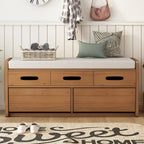 Banc de rangement rustique avec 2 tiroirs, espace de rangement dissimulé et 3 faux tiroirs sur le dessus, banc à chaussures pour salon