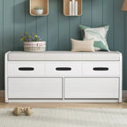 Banc de rangement rustique avec 2 tiroirs, espace de rangement dissimulé et 3 faux tiroirs sur le dessus, banc à chaussures pour salon