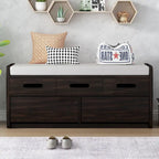 Banc de rangement rustique avec 2 tiroirs, espace de rangement dissimulé et 3 faux tiroirs sur le dessus, banc à chaussures pour salon