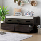 Banc de rangement rustique avec 2 tiroirs, espace de rangement dissimulé et 3 faux tiroirs sur le dessus, banc à chaussures pour salon