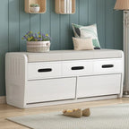 Banc de rangement rustique avec 2 tiroirs, espace de rangement dissimulé et 3 faux tiroirs sur le dessus, banc à chaussures pour salon