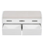 Banc de rangement rustique avec 2 tiroirs, espace de rangement dissimulé et 3 faux tiroirs sur le dessus, banc à chaussures pour salon