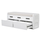 Banc de rangement rustique avec 2 tiroirs, espace de rangement dissimulé et 3 faux tiroirs sur le dessus, banc à chaussures pour salon