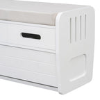 Banc de rangement rustique avec 2 tiroirs, espace de rangement dissimulé et 3 faux tiroirs sur le dessus, banc à chaussures pour salon