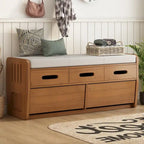 Banc de rangement rustique avec 2 tiroirs, espace de rangement dissimulé et 3 faux tiroirs sur le dessus, banc à chaussures pour salon