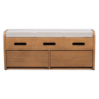Banc de rangement rustique avec 2 tiroirs, espace de rangement dissimulé et 3 faux tiroirs sur le dessus, banc à chaussures pour salon