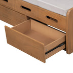 Banc de rangement rustique avec 2 tiroirs, espace de rangement dissimulé et 3 faux tiroirs sur le dessus, banc à chaussures pour salon