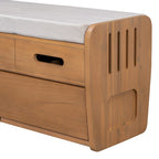 Banc de rangement rustique avec 2 tiroirs, espace de rangement dissimulé et 3 faux tiroirs sur le dessus, banc à chaussures pour salon