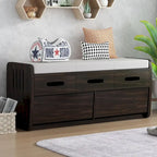 Banc de rangement rustique avec 2 tiroirs, espace de rangement dissimulé et 3 faux tiroirs sur le dessus, banc à chaussures pour salon