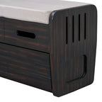 Banc de rangement rustique avec 2 tiroirs, espace de rangement dissimulé et 3 faux tiroirs sur le dessus, banc à chaussures pour salon