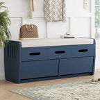 Banc de rangement rustique avec 2 tiroirs, espace de rangement dissimulé et 3 faux tiroirs sur le dessus, banc à chaussures pour salon
