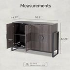 Meuble de Rangement Buffet Canelé avec 4 Portes, Buffet de Ferme Moderne avec Étagères Réglables, Gris Lavé