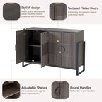 Meuble de Rangement Buffet Canelé avec 4 Portes, Buffet de Ferme Moderne avec Étagères Réglables, Gris Lavé