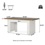 Table de salle à manger 63 po pour 4 à 6 personnes, table de cuisine rectangulaire de style rustique