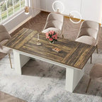 Table de salle à manger 63 po pour 4 à 6 personnes, table de cuisine rectangulaire de style rustique