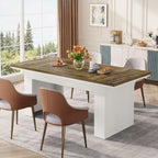Table de salle à manger 63 po pour 4 à 6 personnes, table de cuisine rectangulaire de style rustique