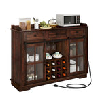 53 Meuble de rangement de cuisine avec porte de grange, buffet, bar à café et casier à vin