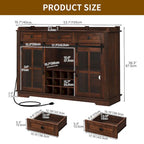 53 Meuble de rangement de cuisine avec porte de grange, buffet, bar à café et casier à vin