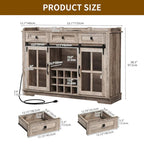 53 Meuble de rangement de cuisine avec porte de grange, buffet, bar à café et casier à vin