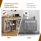 53 Meuble de rangement de cuisine avec porte de grange, buffet, bar à café et casier à vin
